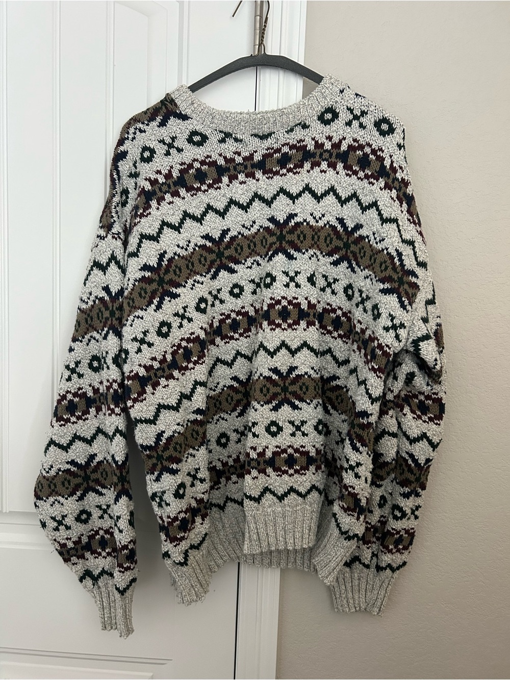 Fair Isle Pattern Crewneck Sweater